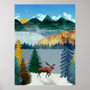 Poster Élan au lever du soleil