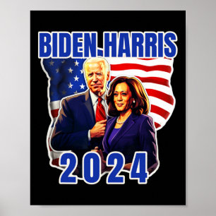Poster Élection 2024 du drapeau américain Biden Harris