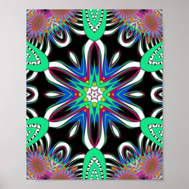 Poster Electric Bloom Mandala (Devant)