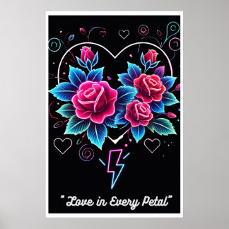 Poster "Electric Bloom : Neon Love Symphony"