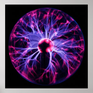 Poster Électricité violette éminant à partir d'une lampe 