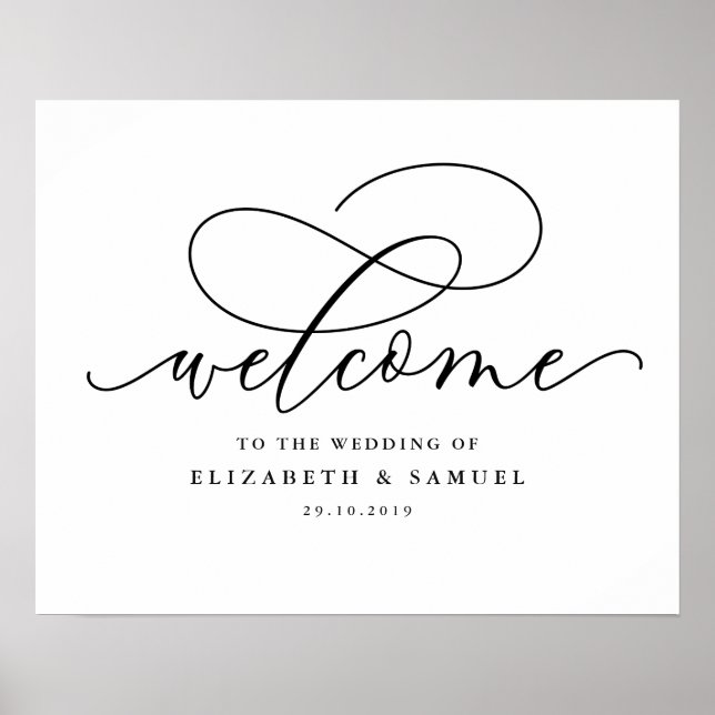 Poster Elegan script bienvenue au signe mariage (Devant)