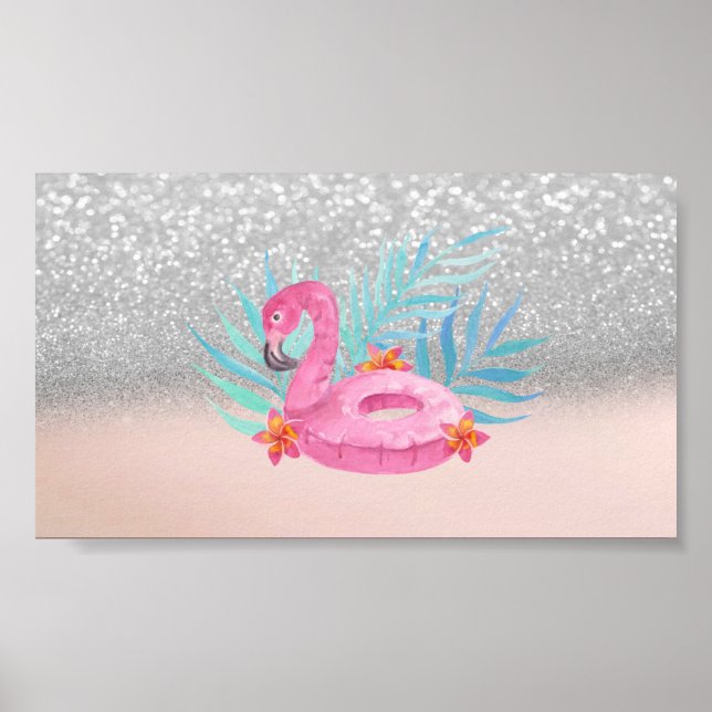 Poster Elegan tendance Flamant rose rose Parties scintill (Devant)