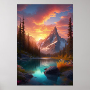 Poster Élégance alpine, Montagnes neigeuses