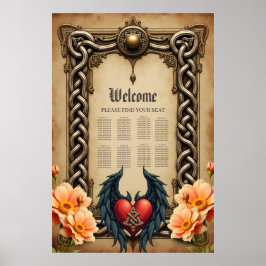 Poster Elégance celtique avec coeur et ailes.