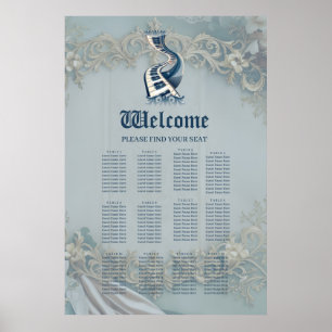 Poster Élégance dans les touches de piano et fleurit.
