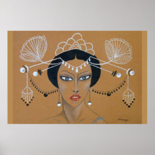 Poster "Elégance de l'Est" Orig. Déco asiatique/Ar