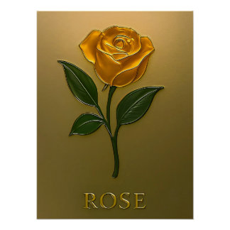 Poster Élégance de roses en or