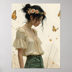 Poster Élégance douce dans une danse papillon