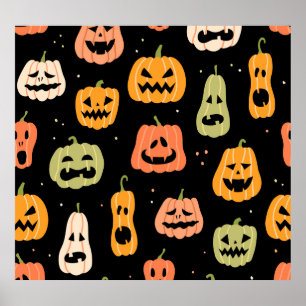 Poster Élégance éffrayante : Art Citrouille d'Halloween