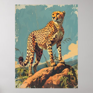 Poster Élégance en bandes : Cheetah Vintage