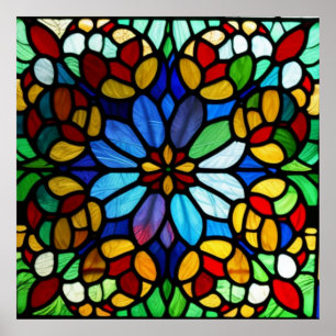 Poster Élégance en verre floral