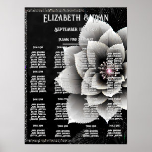 Poster Élégance intemporelle : Mariage en fleurs noir et 