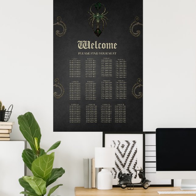 Poster Élégance mécanique, l'araignée dans le noir (Bureau à domicile)