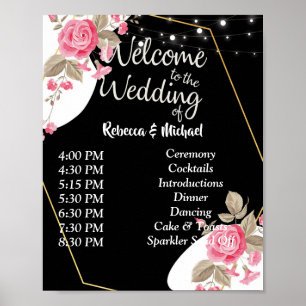Poster Elégance moderne Rose Chaîne florale Ordre des évé