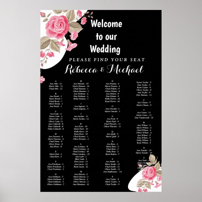 Poster Elégance moderne rose cordes florales lumière (Devant)