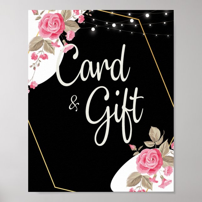 Poster Elégance moderne rose florale li Cartes et cadeaux (Devant)