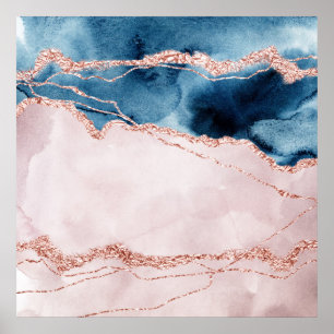 Poster Élégance mystique   Porte Turquoise bleue rose pâl