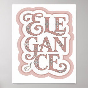 Poster Élégance Rose Joueuse Art Textuel 3D