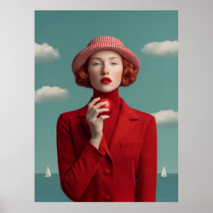 Poster Élégance rouge avec Apple