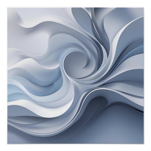 Poster Elégance spirale - Art Vortex Abstrait en bleu dou (Devant)