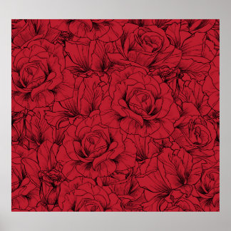 Poster Élégance vintage des roses rouges