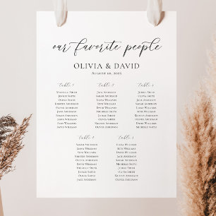 Poster Elégant 5 Tables Nos favoris Personnes Carte de si