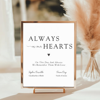 Poster Elegant Always In Our Hearts Wedding Memorial Sign