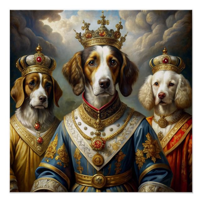 Poster Élégant animalThème Royal Chiens Peinture à l'huil (Devant)