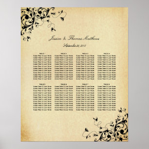 Poster Élégant Antique Tourbillons Mariage