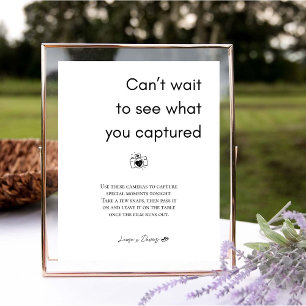 Poster Élégant appareil photo moderne Mariage jetable Sig