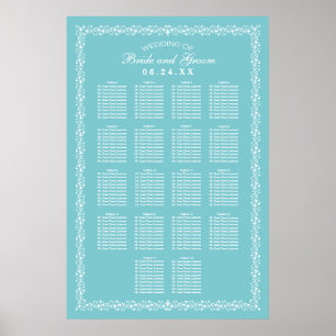 Poster Elégant Aqua Blue Mariage de siège graphique