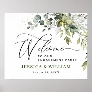 Poster Elégant Aquarelle Eucalyptus ENGAGEMENT PARTI