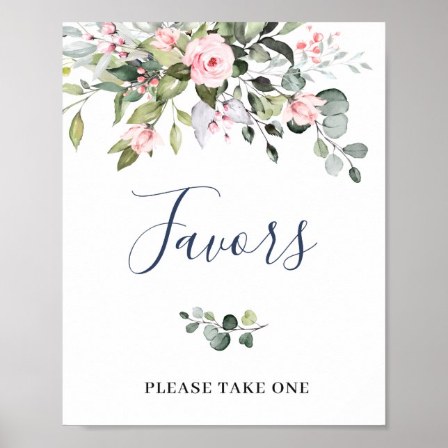 Poster Élégant Aquarelle Eucalyptus Faveur Mariage Signal (Devant)