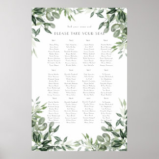 Poster Élégant aquarelle feuille botanique chasseur vert