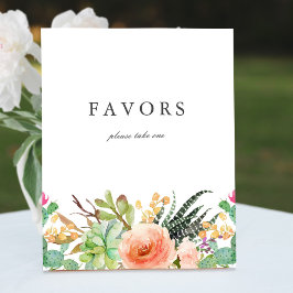 Poster Élégant aquarelle Succulent mariage Faveurs Signer