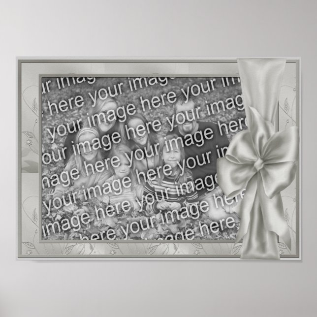 Poster Elegant Argent Satin Bow Ajouter Votre Photo (Devant)
