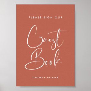 Poster Elegant Argile rouge Guest book signe mariage