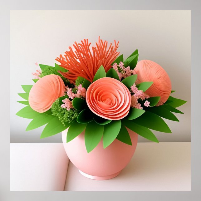 Poster Élégant arrangement floral en Pastel Vase (Devant)