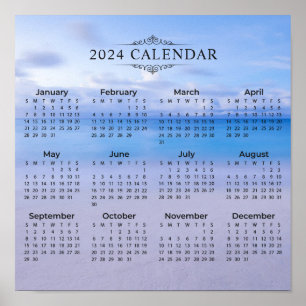 Poster Élégant Arrière - plan de plage Calendrier 2024   