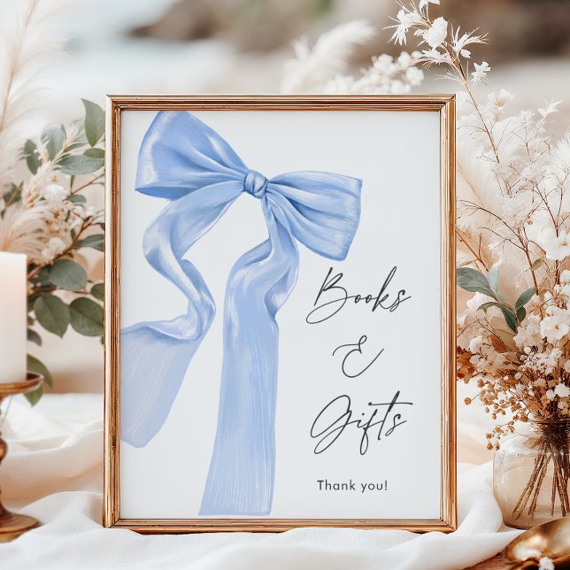Poster Élégant Baby shower de boue bleue Livres et cadeau (Créateur téléchargé)