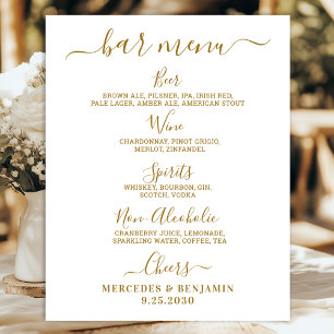 Poster Elégant Barre de Mariage Gold Personnalisé Drink M