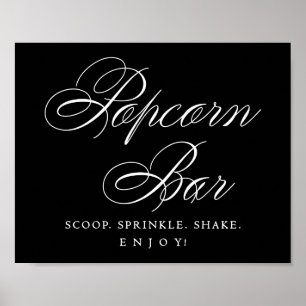 Poster Élégant barre de pop-corn Script blanc Table de