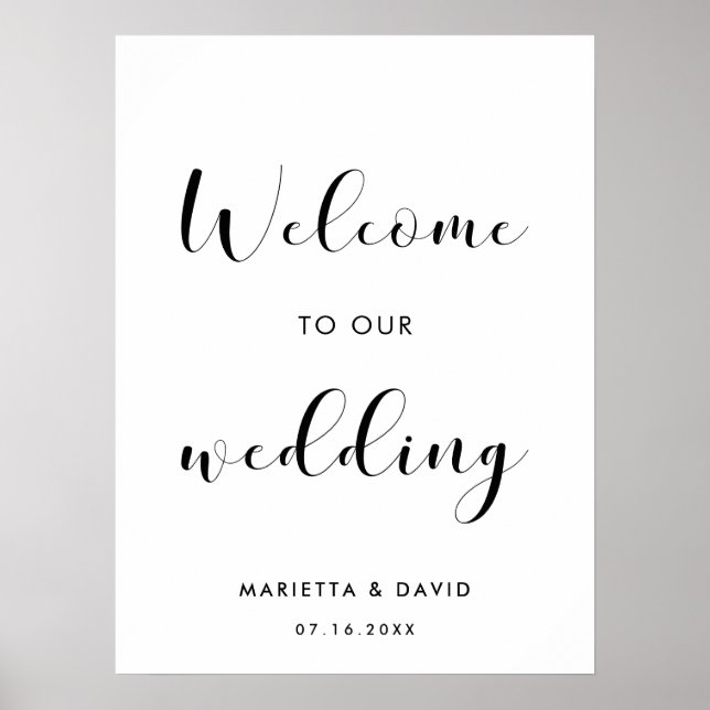 Poster Elégant Bienvenue à notre panneau mariage (Devant)