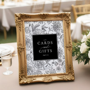 Poster Élégant Black Floral Cartes de mariage Cadeaux Sig
