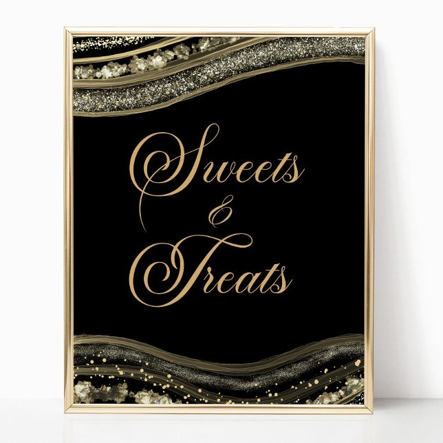 Poster Elegant Black Gold Agate Sweets and Treats Sign (Créateur téléchargé)