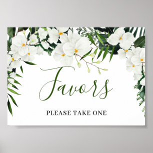 Poster Élégant blanc Orchidées Bohème Faveurs Mariage Sig