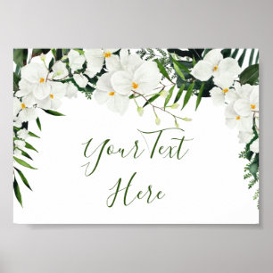 Poster Élégant blanc Orchidées Bohème Floral Panneau pers