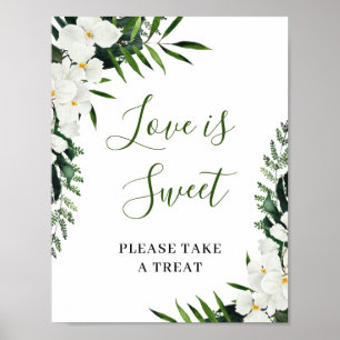 Poster Élégant blanc Orchidées L'amour est doux Mariage S
