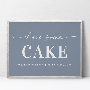 Poster Élégant bleu Dusty ont quelques Mariage de gâteau